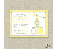 Mason Jar Bridal Shower, Birthday Party or Baby Shower Printable Invitation - Emma Collection - Yellow